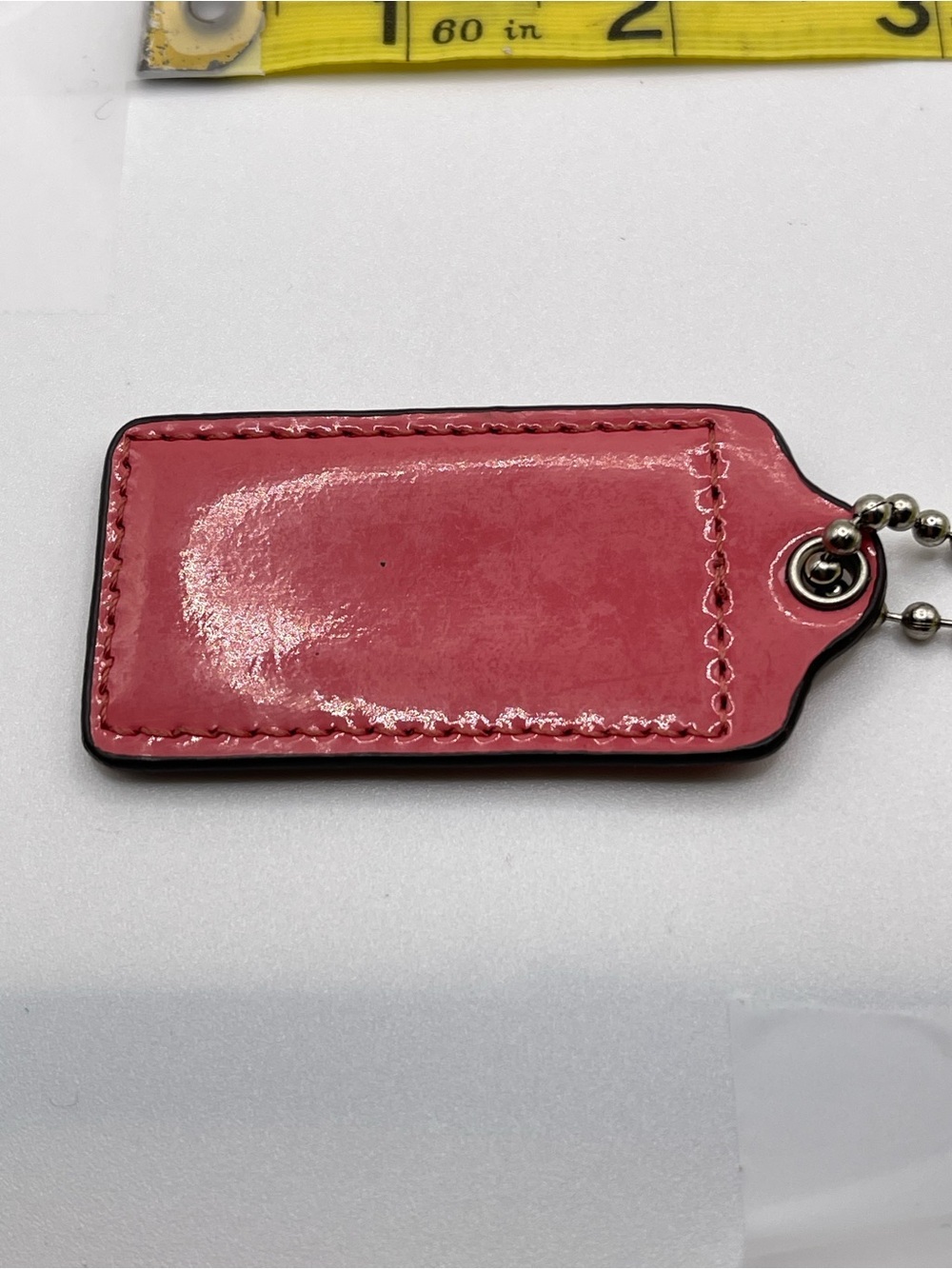 Coach Glossy Pink Patent Leather Hang Tag Charm - Picture 3 of 3